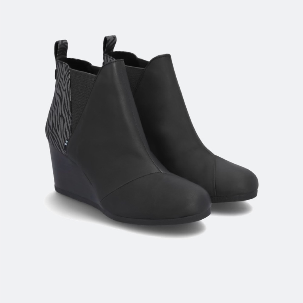 Toms Black Ankle Booties with Wedge